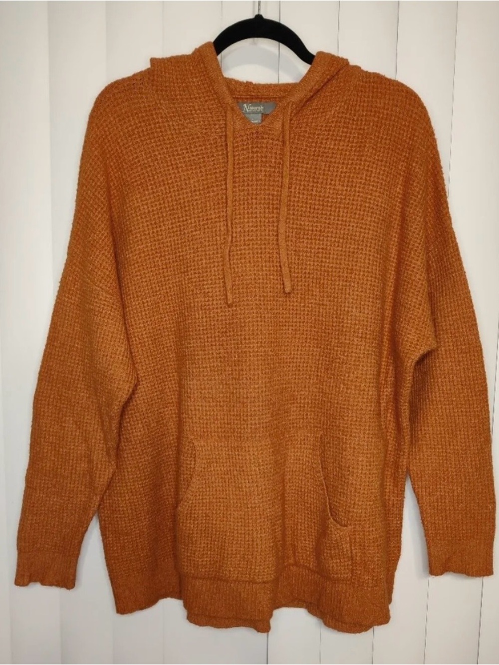 Natural Reflection Orange Waffle Knit Hoodie Sweater 🍊
